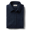 folded flatlay of The Utility Shirt in Navy Donegal Wool