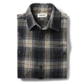 flatlay of The Utility Shirt in Navy Jaspe Herringbone Plaid folded