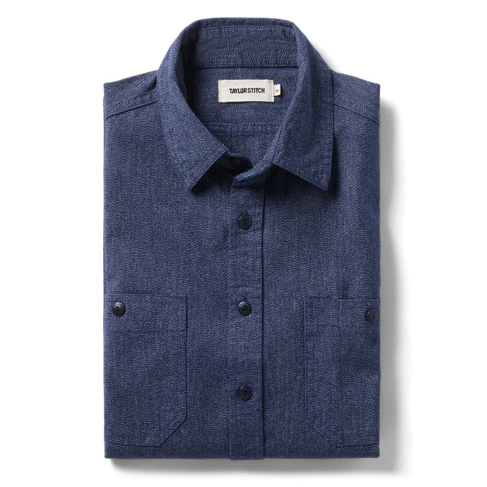 flatlay of The Utility Shirt in Navy Jaspe folded
