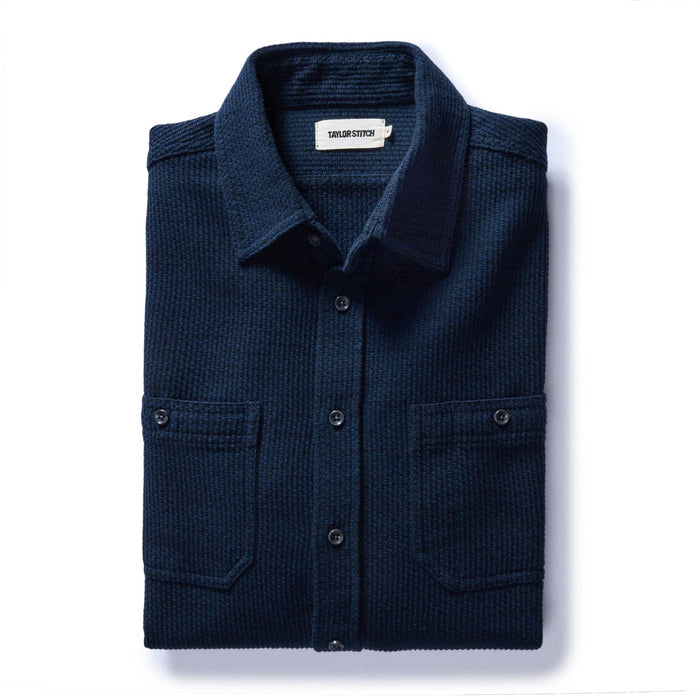 folded flatlay of The Utility Shirt in Navy Sashiko