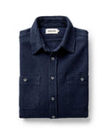 folded flatlay of The Utility Shirt in Rinsed Indigo Sashiko