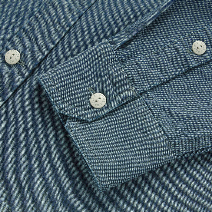 material shot of the cuffs on The Utility Shirt in Rinsed Selvage Chambray