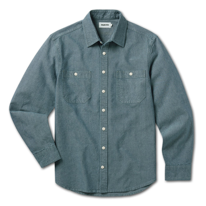flatlay of The Utility Shirt in Rinsed Selvage Chambray