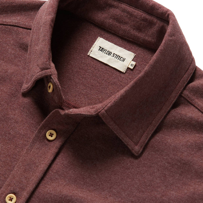material shot of collar of The Utility Shirt in Russet Heavy Bag