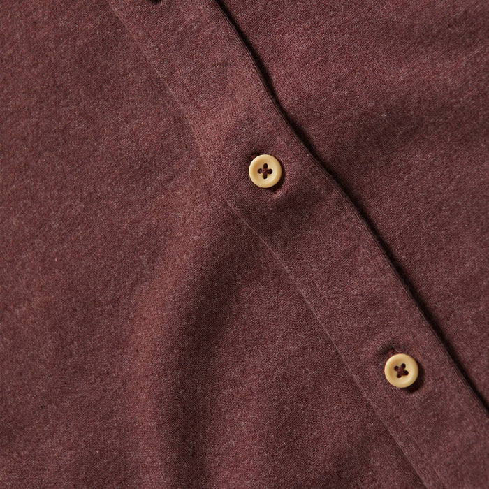 material shot of front placket of The Utility Shirt in Russet Heavy Bag