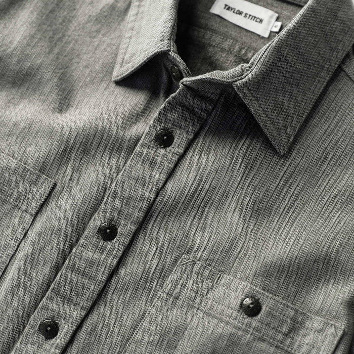 The Utility Shirt in Slate Broken Herringbone