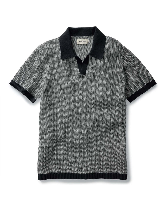 flatlay of The Valencia Sweater Polo in Coal Scallop