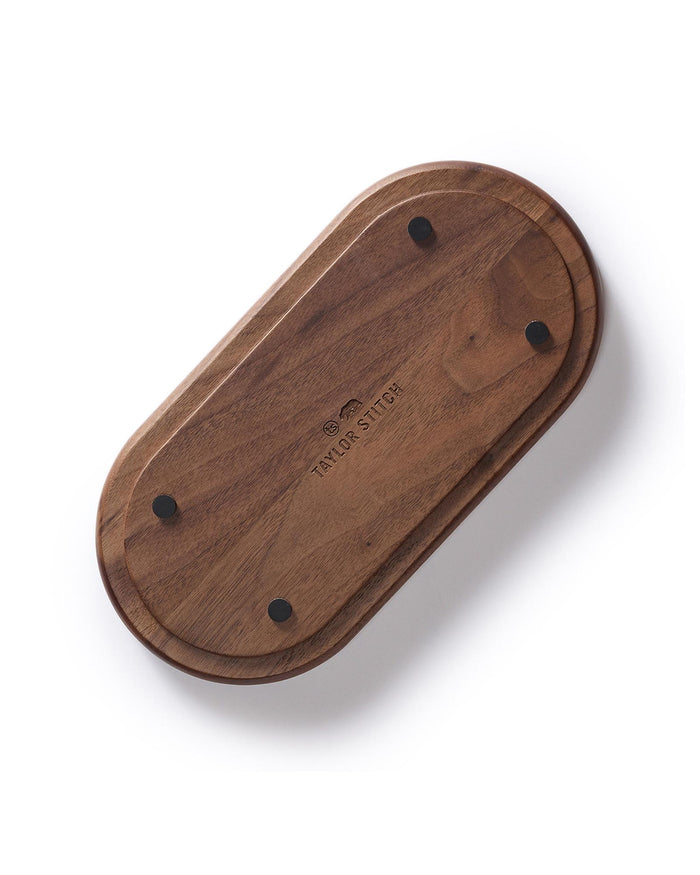 flatlay of The Valet Tray in Walnut and Brass, from the bottom