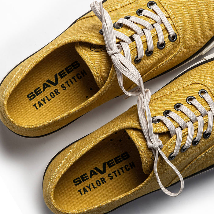 material shot of seavees x taylor stitch logo