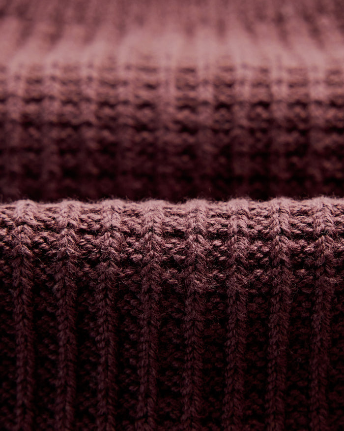 material shot of the fabric on The Waffle Sock in Burgundy