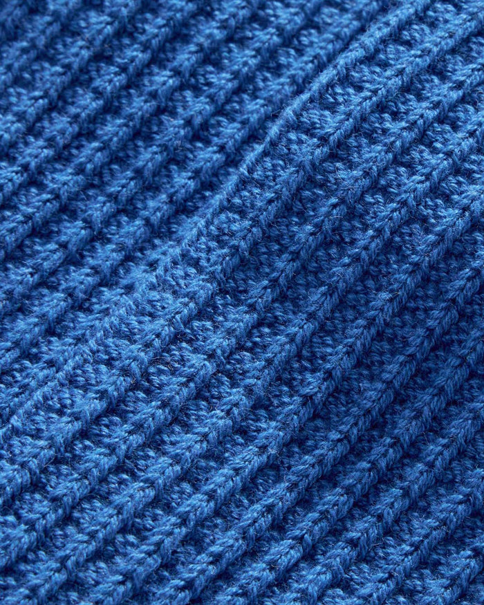 material shot of the texture on The Waffle Sock in Cobalt