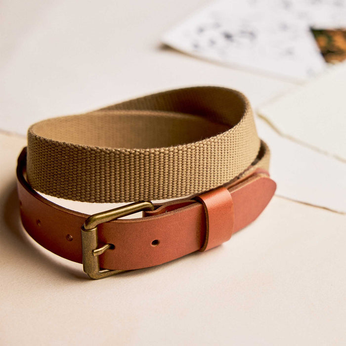 editorial image of The Webbed Belt in Whiskey rolled up on pieces of paper