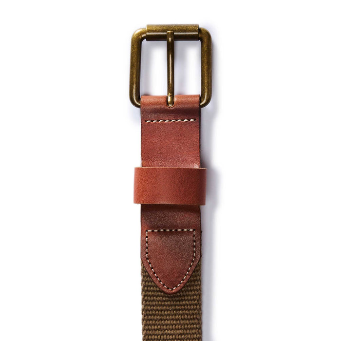 flatlay of the buckle on The Webbed Belt in Whiskey