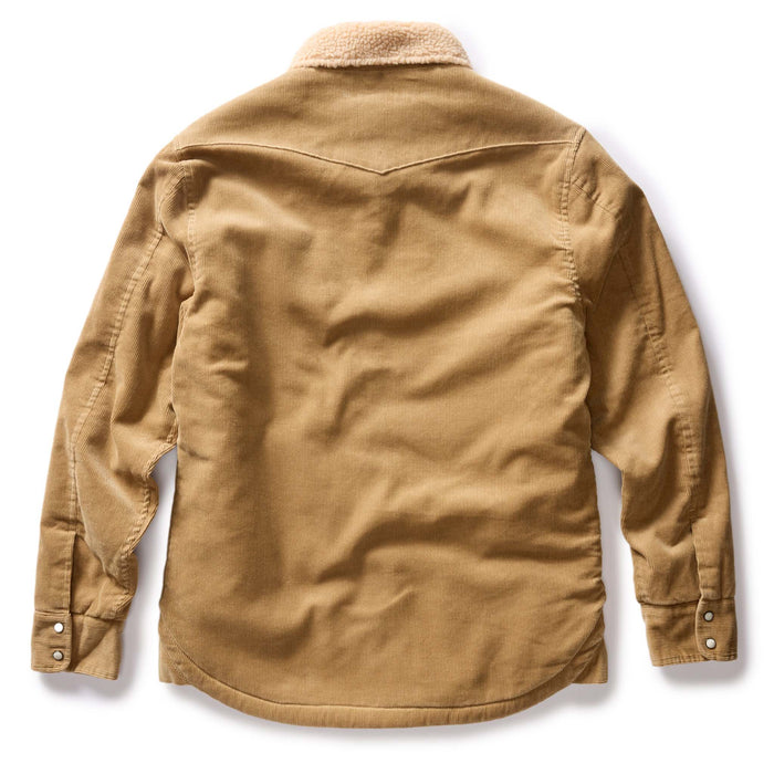 flatlay of The Western Shirt Jacket in Dark Khaki Corduroy, shown from back