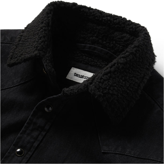 material shot of the collar on The Western Shirt Jacket in Washed Coal