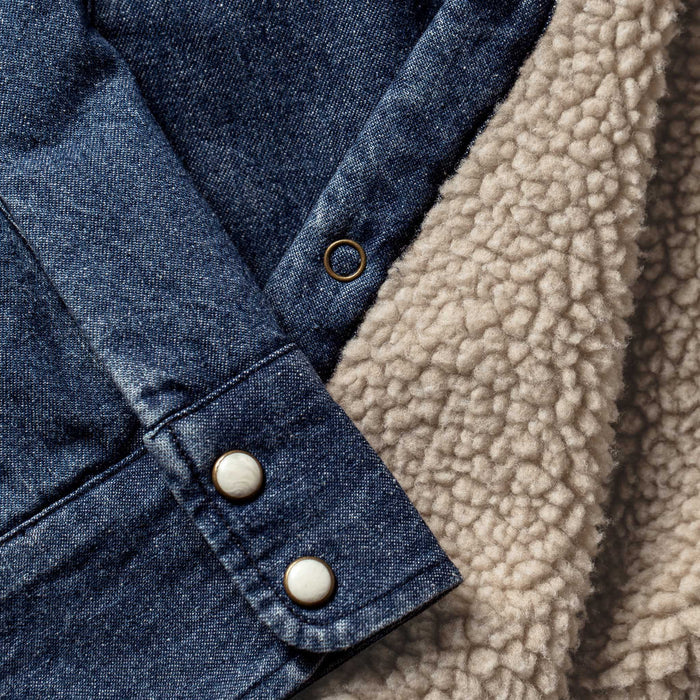 material shot of the cuffs on The Western Shirt Jacket in Washed Indigo