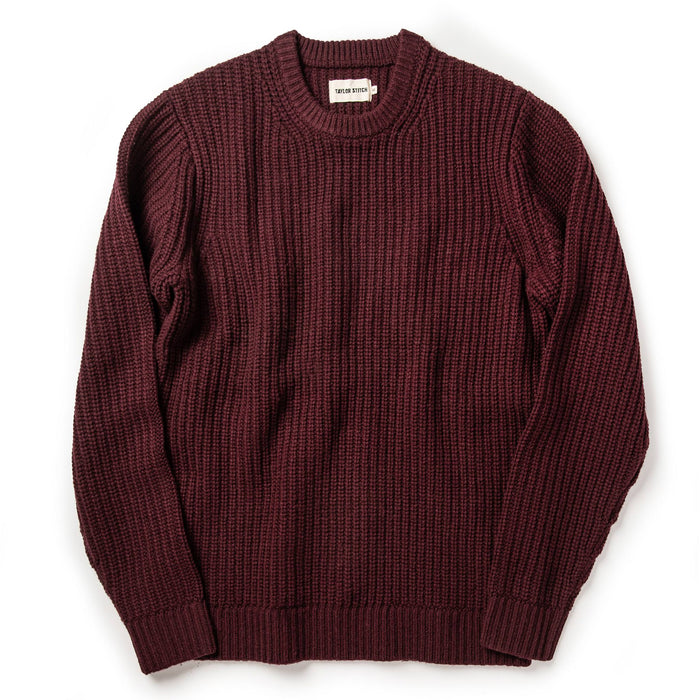 flatlay of The Wharf Sweater in Burgundy