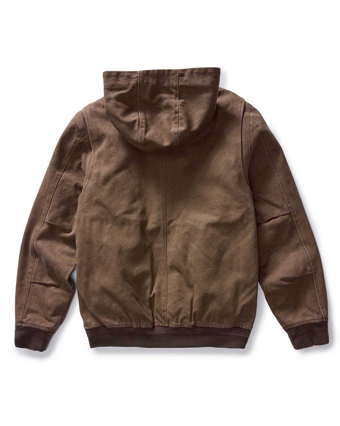 flatlay of the back of The Workhorse Hoodie in Aged Penny Chipped Canvas