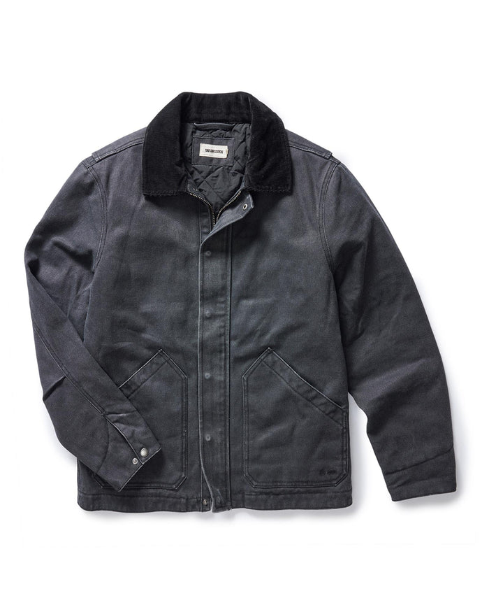 flatlay of The Workhorse Jacket in Coal Chipped Canvas