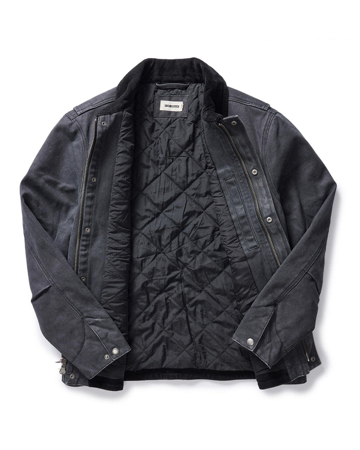 flatlay of the inside of The Workhorse Jacket in Coal Chipped Canvas