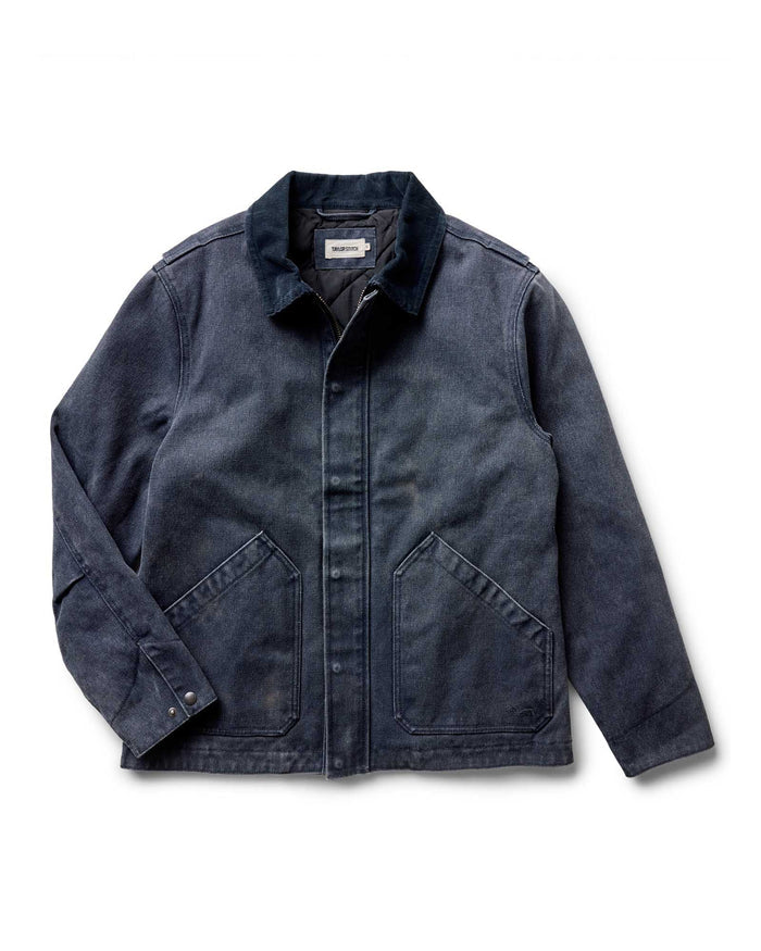 flatlay of The Workhorse Jacket in Navy Chipped Canvas