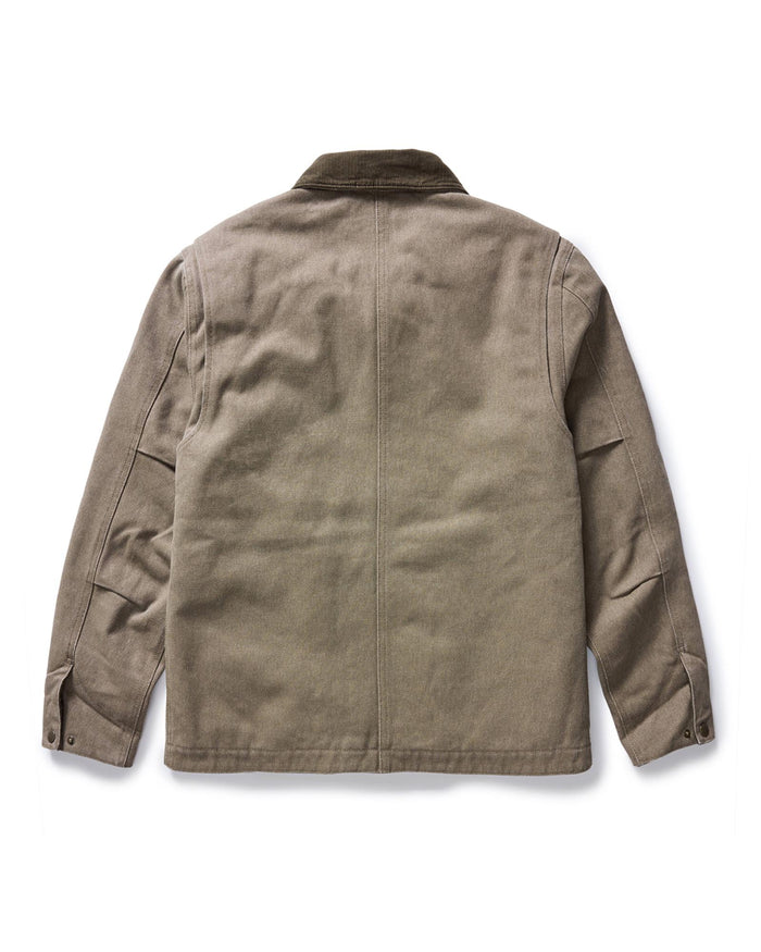 flatlay of the back of The Workhorse Jacket in Stone Chipped Canvas