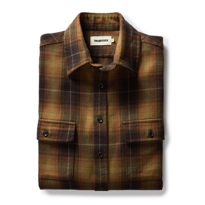 folded flatlay of The Yosemite Shirt in Bonfire Plaid
