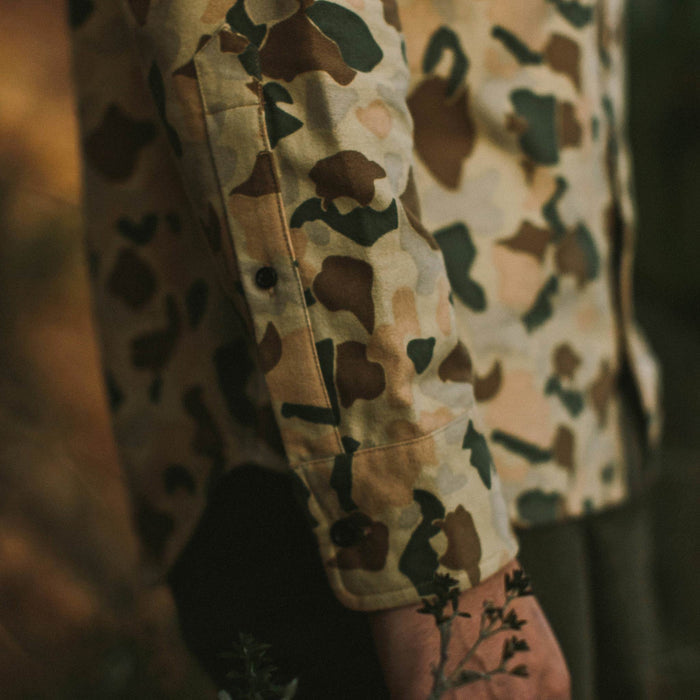 Our fit model showing us the cuff of the Yosemite Shirt in Camo