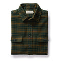 flatlay of The Yosemite Shirt in Dark Forest Plaid