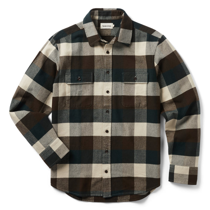 flatlay of The Yosemite Shirt in Evergreen Check, shown in full