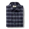 folded flatlay of The Yosemite Shirt in Navy Shadow Plaid