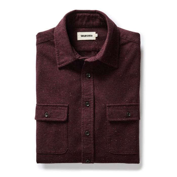folded flatlay of The Yosemite Shirt in Nutmeg Donegal