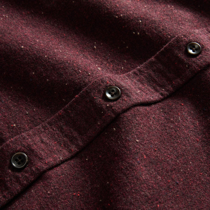 material shot of the buttons on The Yosemite Shirt in Nutmeg Donegal