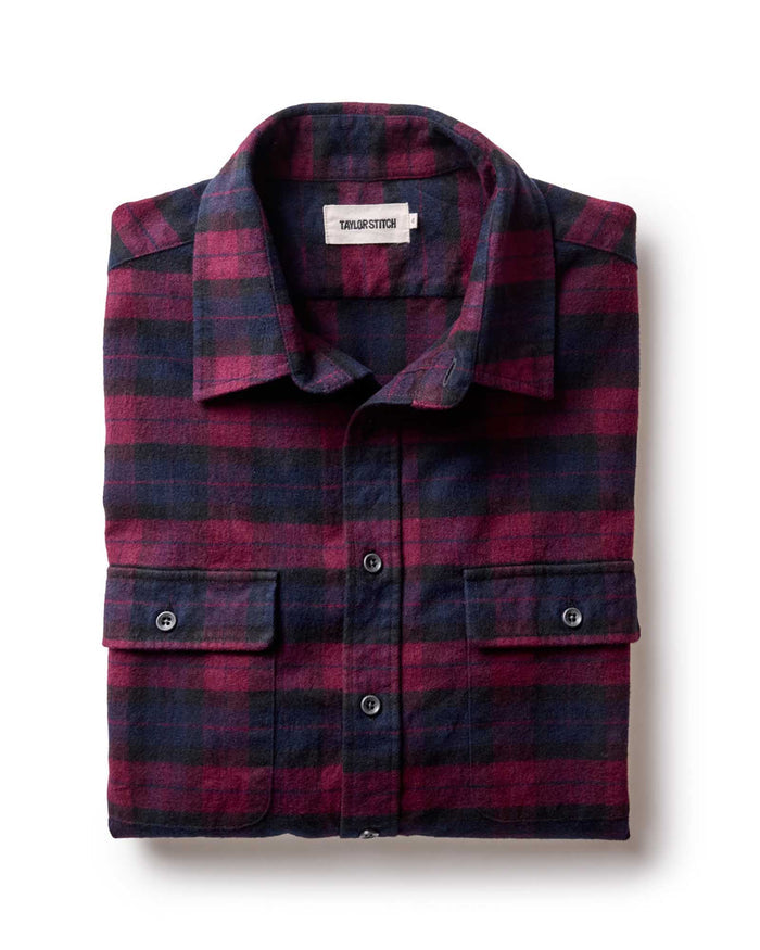folded flatlay of The Yosemite Shirt in Port Plaid