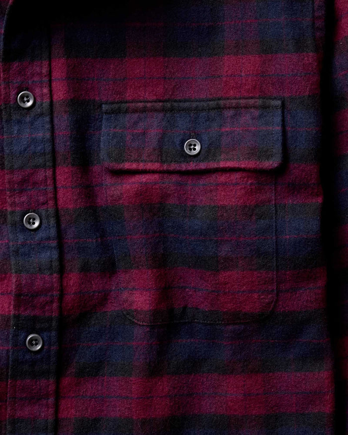 material shot of the pocket on The Yosemite Shirt in Port Plaid