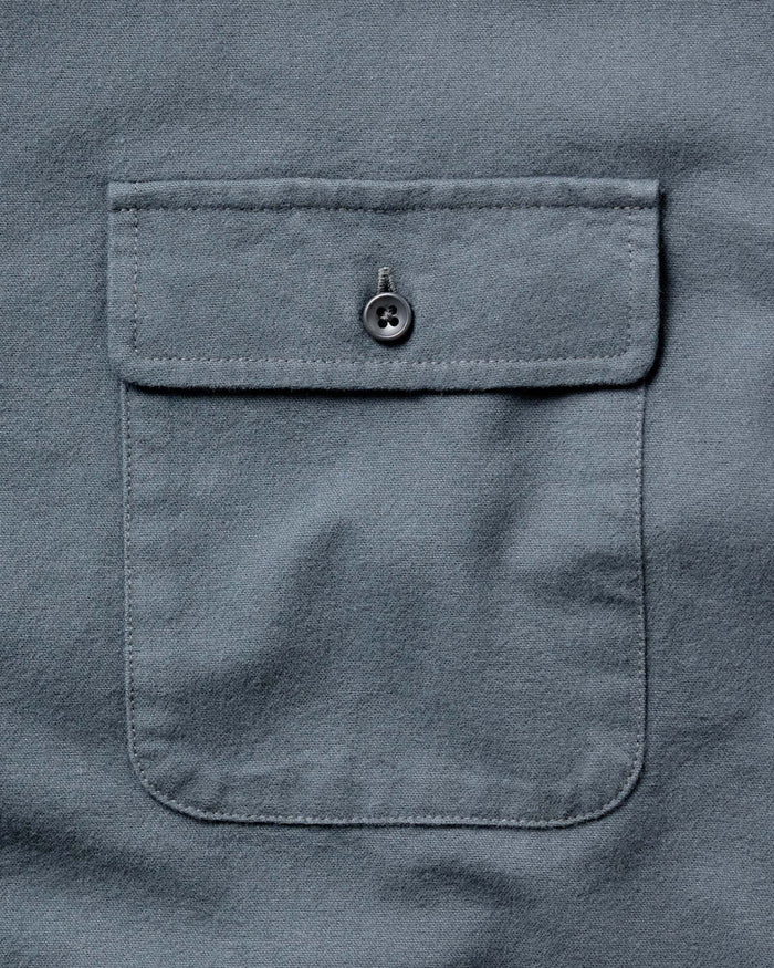 material shot of the collar on The Yosemite Shirt in Slate