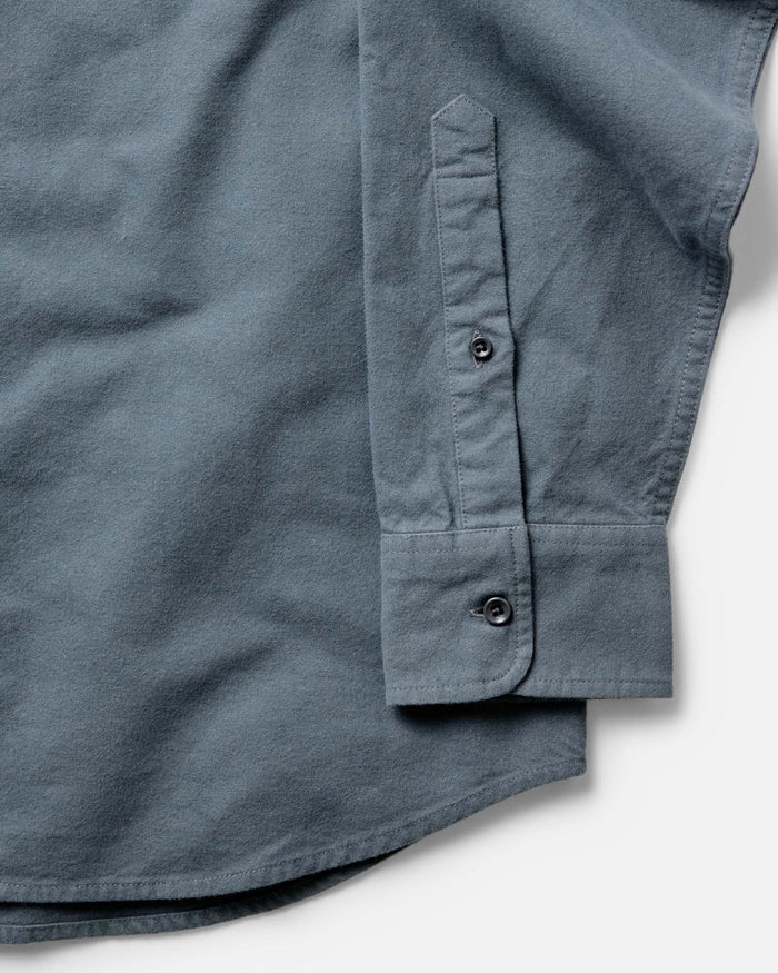 material shot of the buttons on The Yosemite Shirt in Slate