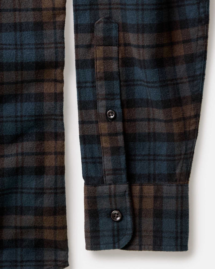 material shot of the cuff on The Yosemite Shirt in Wetlands Plaid