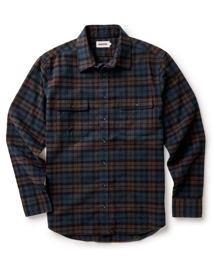 flatlay of The Yosemite Shirt in Wetlands Plaid