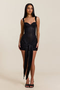 Tie Front Lace Mini in Black