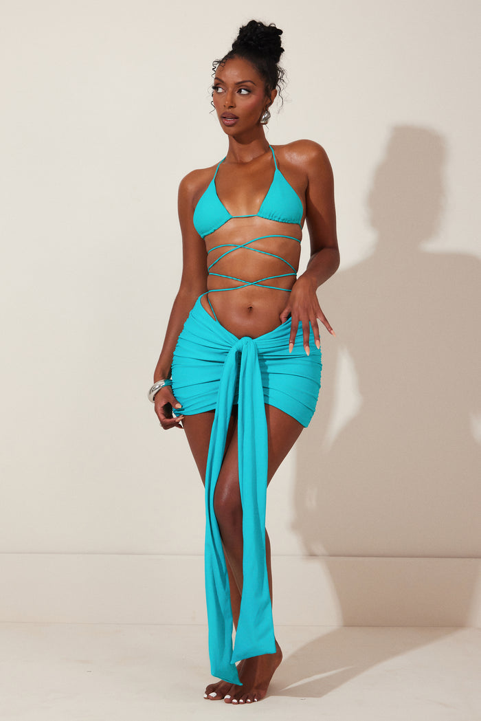 Tie Up Mini Skirt in Teal