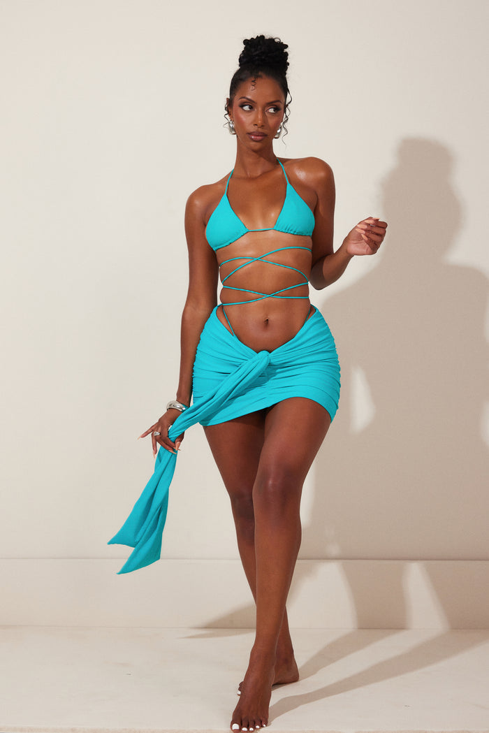Tie Up Mini Skirt in Teal