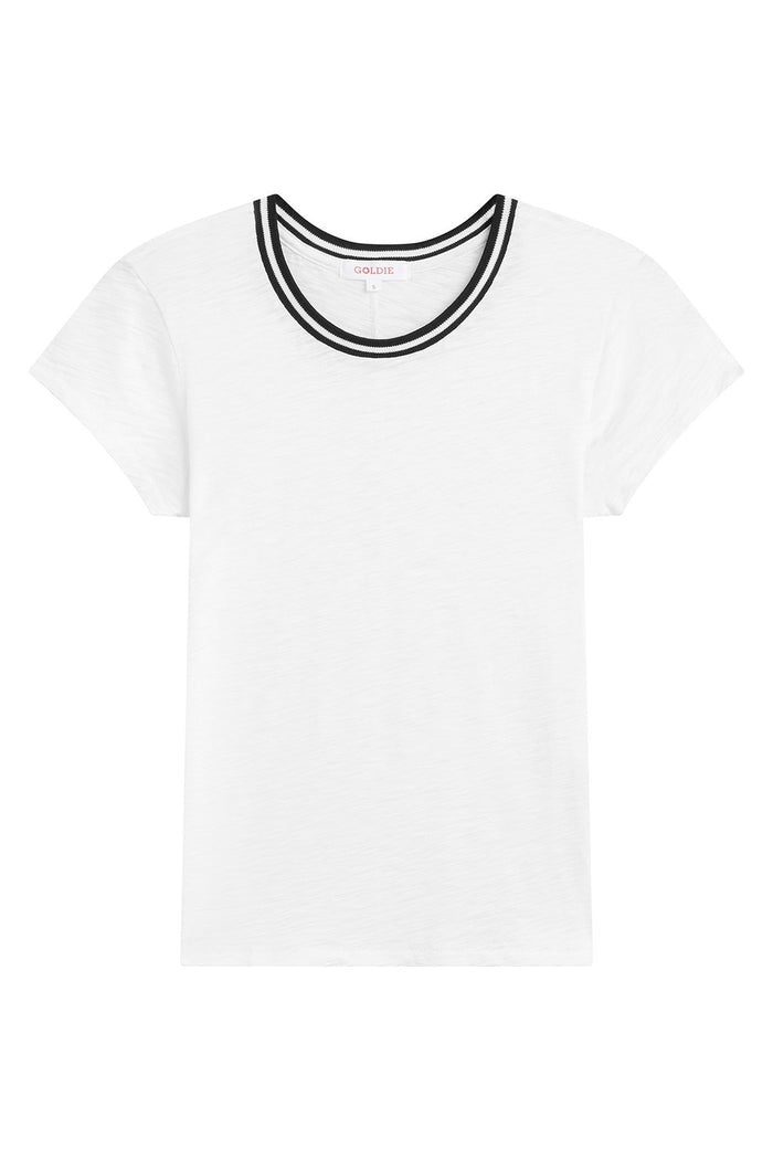 Tipped Ringer Tee - Goldie LeWinter #color_white