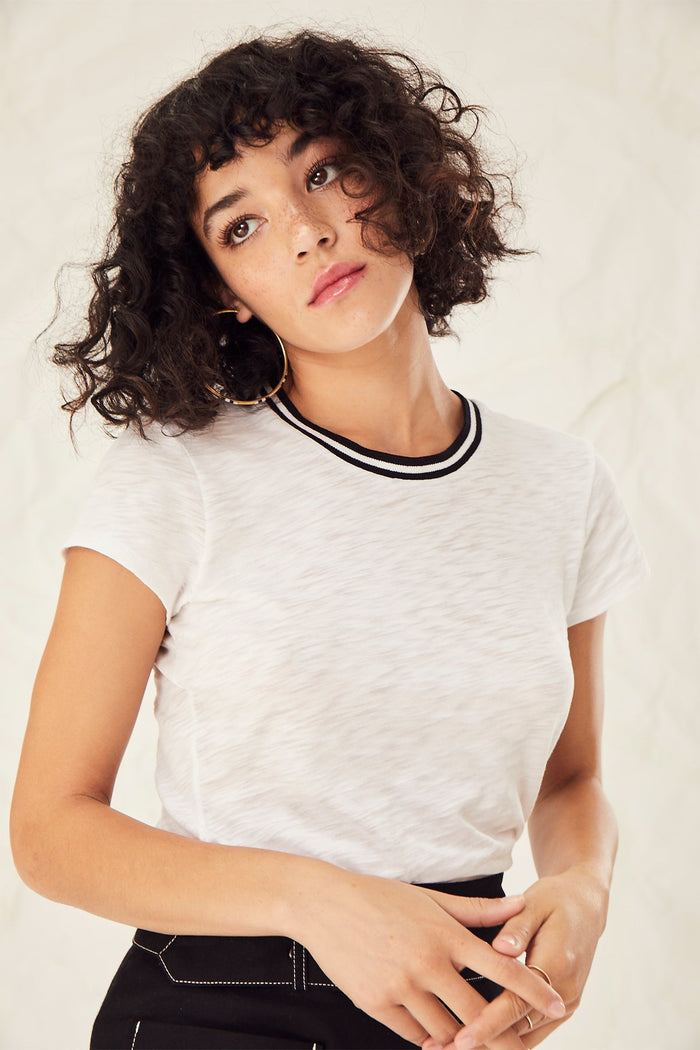 Tipped Ringer Tee - Goldie LeWinter #color_white