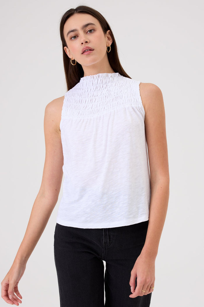 Tori Smocked Shell - Goldie LeWinter #color_white