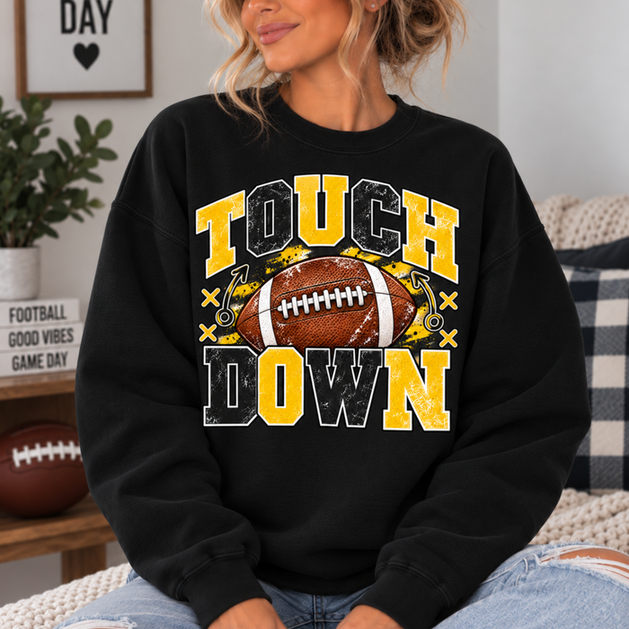 Touchdown Football Crewneck Sweatshirt - Black/Yellow
