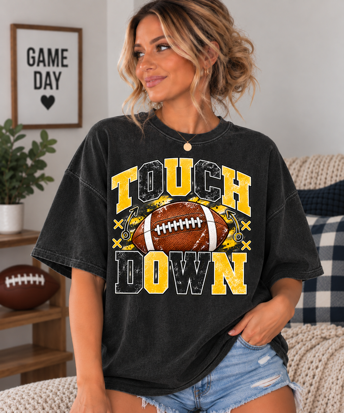Touchdown Football Tee- Black/Yellow