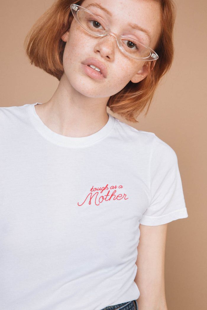 White Crewneck Tough As a Mother t-shirt for women by The Bee and The Fox