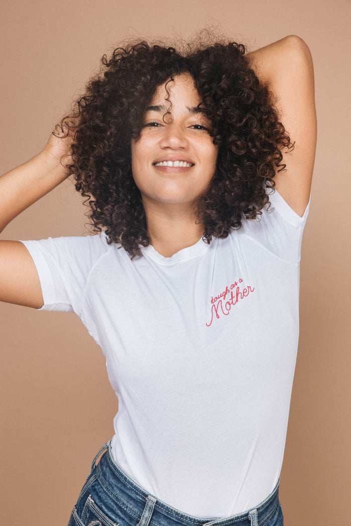 White Crewneck Tough As a Mother t-shirt for women by The Bee and The Fox