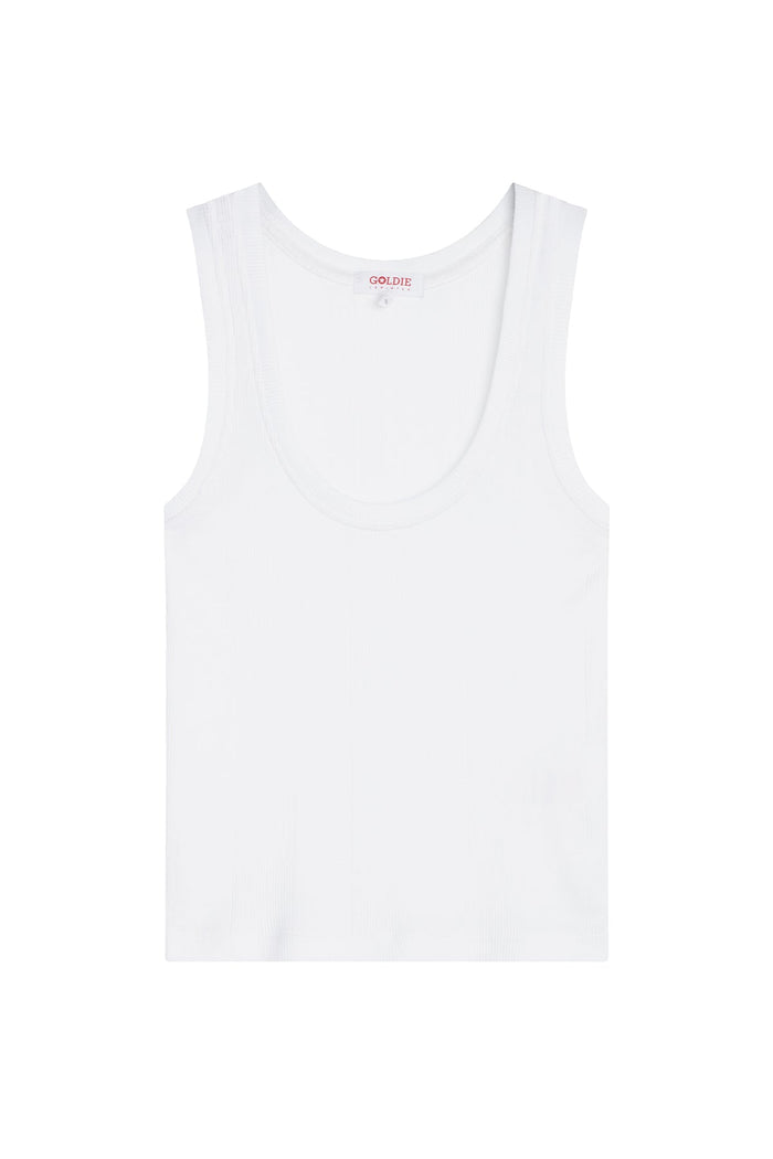 Variegated Rib Crop Tank - Goldie LeWinter #color_white